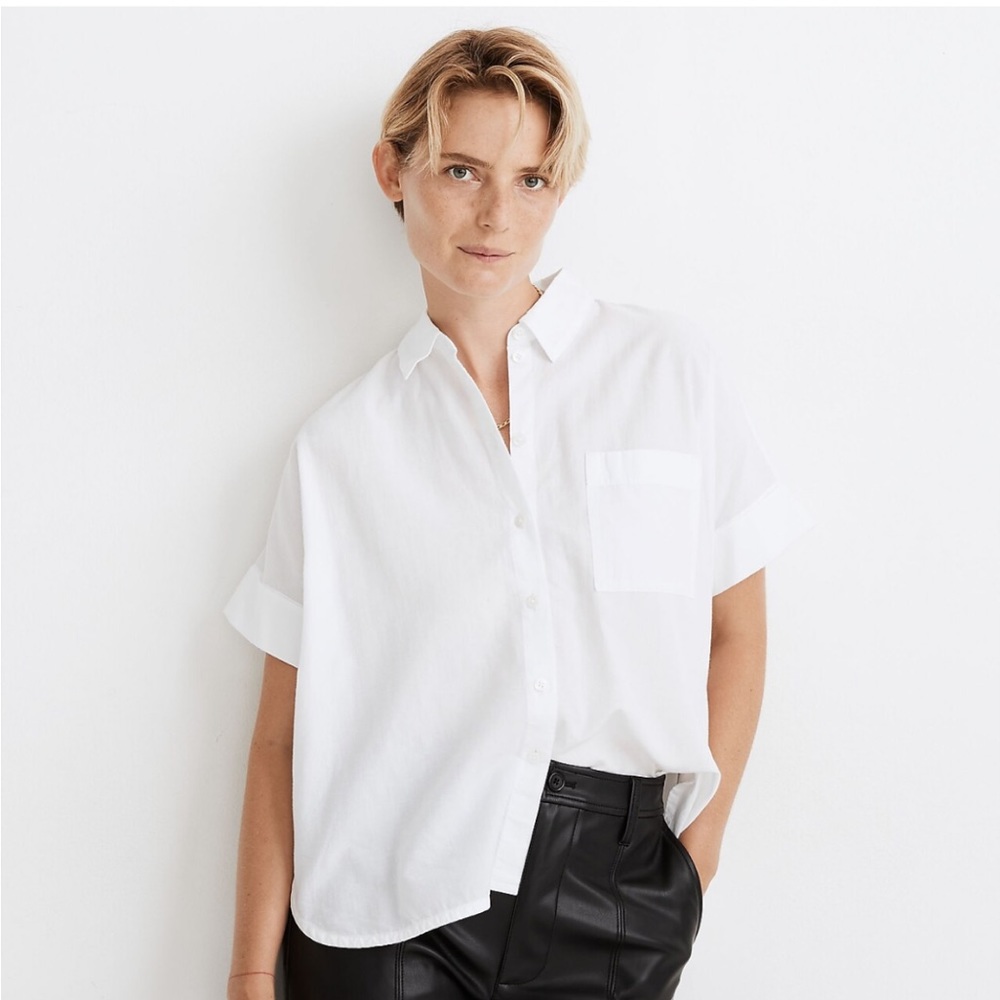 Madewell Everyday Short Sleeve Button Shirt in White Size xs